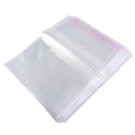 Frcolor 100pcs 30 40cm Clear Plastic Cello Bags Grip Peel Seal