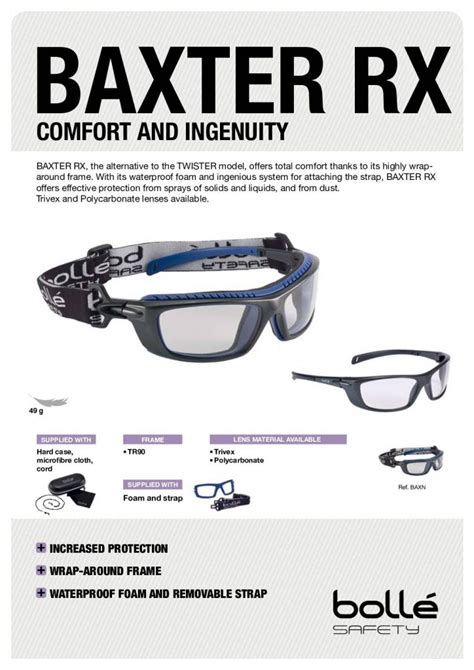 Bolle Baxter Rx Baxn Positive Seal Prescription Safety Glasses Frame And Lenses Package