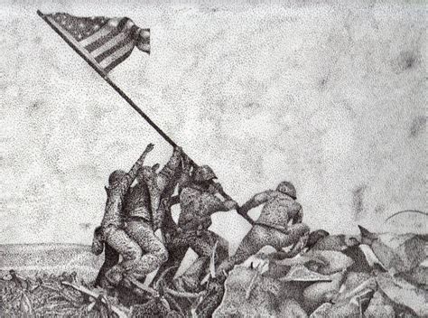 Iwo Jima Flag Raising Drawing At Explore