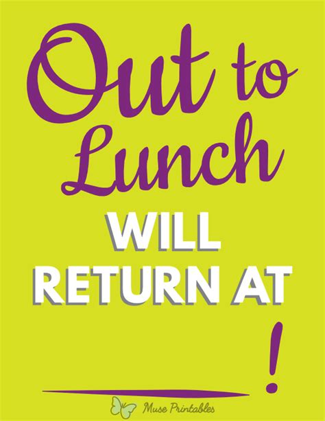 Printable Out To Lunch Sign