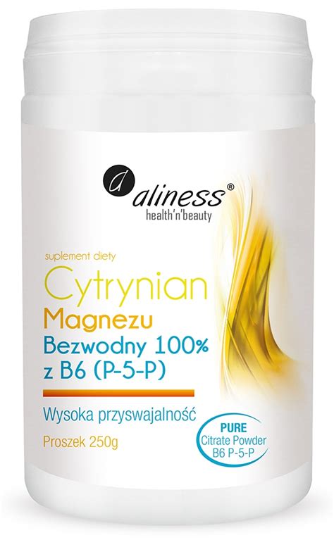 Cytrynian Magnezu BEZWODNY 100 Z B6 P 5 P PROSZEK 250g Aliness