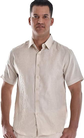 bohio Mens Linen Casual Pin-Tucked Short Sleeve Shirt - Mls749 at Amazon Men’s Clothing store