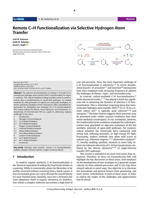 Remote Ch Functionalization Via Selective Hydrogen Atom Transfer