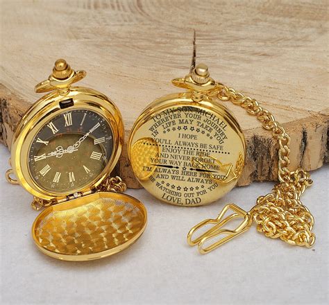 My Grandson Engraved Pocket Watch Son Custom Gift Mum Dad Etsy