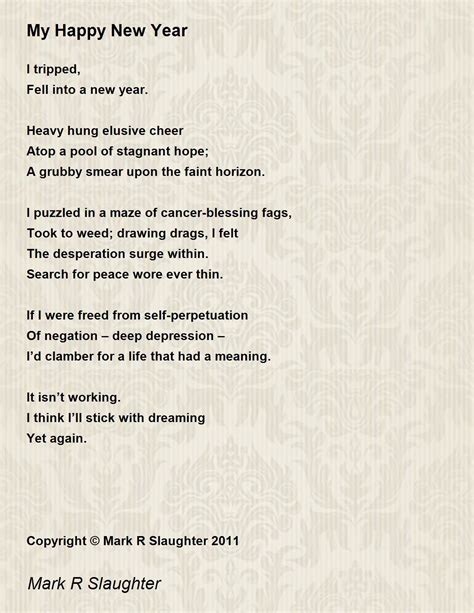 My Happy New Year My Happy New Year Poem By Mark R Slaughter