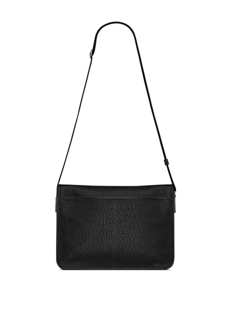 Saint Laurent Niki Logo Plaque Messenger Bag In Black Modesens