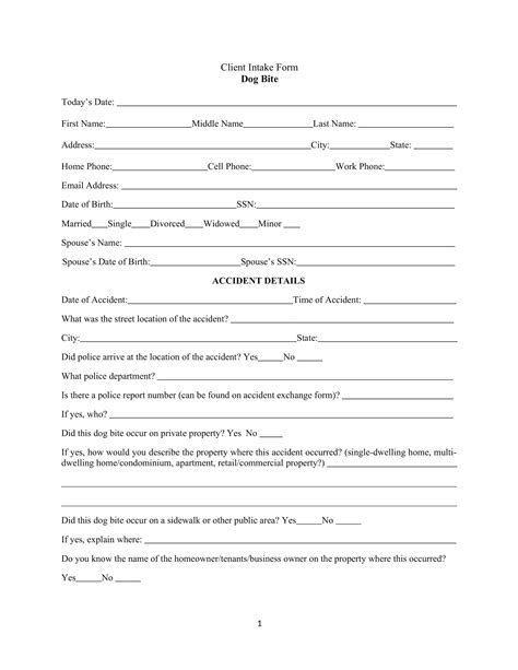 Free Printable Client Intake Form Templates Word Pdf Excel Example