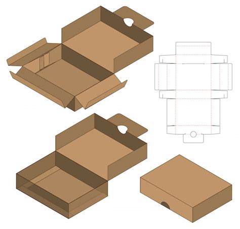 Diseño de plantilla troquelada caja de embalaje Vector Premium