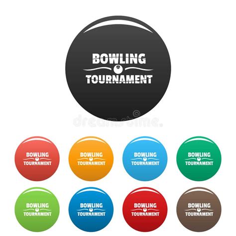 Bowling Tournament Icons Set Color Stock Vector Illustration Of