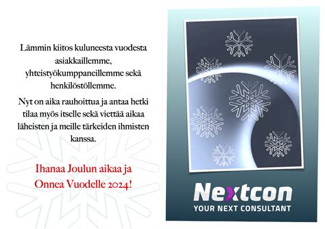 Lämmin kiitos kuluneesta vuodesta Nextcon Finland Oy