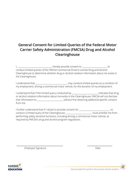 Kansas General Consent For Limited Queries Of The Federal Motor Carrier