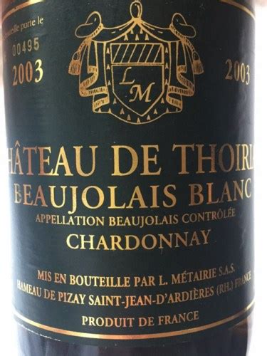 L Metairie Château de Thoiriat Beaujolais Blanc Vivino Canada