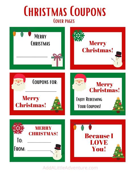 Printable Christmas Coupon Booklet For Kids Or Adults