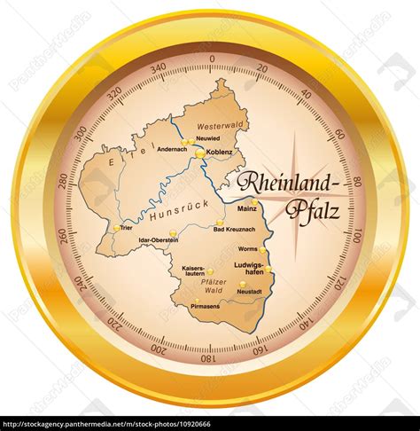 Kort Over Rheinland Pfalz Som Oversigtskort I Guld Stockphoto