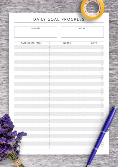 Download Printable Daily Goal Progress Pdf