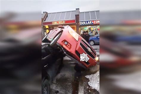 Update Video Shows Driver Crashed On Top Of A Car In A Mississauga