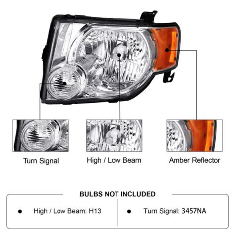 Headlights Assembly For 2008 2012 Ford Escape Chrome Housing Amber Corner Set Ebay