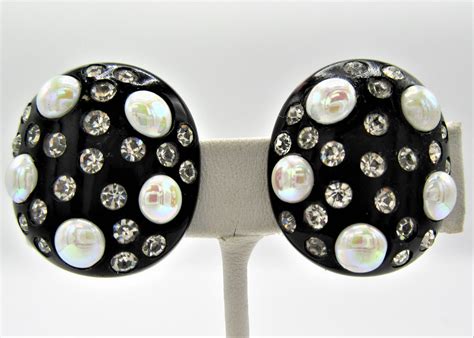 Vintage Weiss Earrings Black Celluloid 50s Clear Etsy