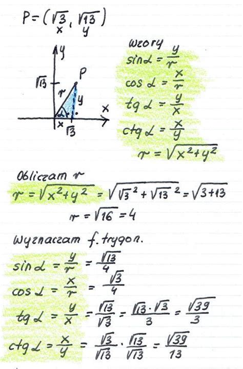 Oblicz Warto Ci Funkcji Trygonometrycznych K Ta Alfa Kt Rego Rami