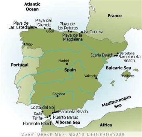 Espanha Praias Mapa Mapa Da Espanha Praias Do Sul Da Europa Europa