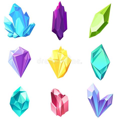 Set Realistic Gemstones In Gold Colorful Gems B Stock Vector