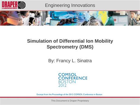 Pdf Simulation Of Differential Ion Mobility Spectrometry Dms · Engineering Innovations