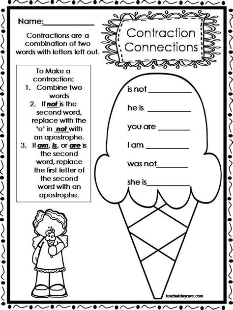 10 Printable Contractions Worksheets 1st 2nd Grade Ela Etsy