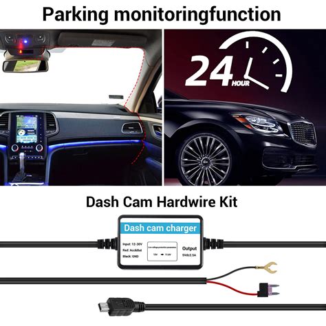 Hardwire Kit Dash Camera Kit 12V 24V To 5V 2 5A Car Dash Cam 24h