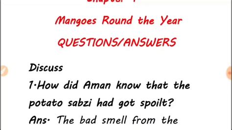 Class 5 Evs Chapter 4 Mangoes Round The Year Questionanswers Youtube