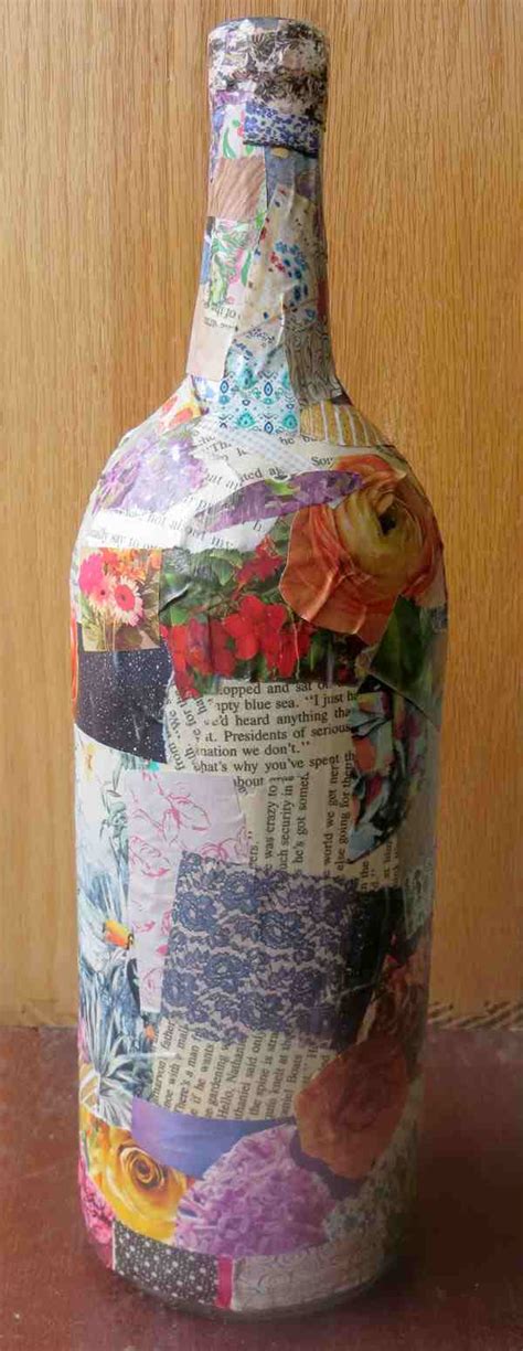 How To Decoupage A Wine Bottle Thriftshoplife