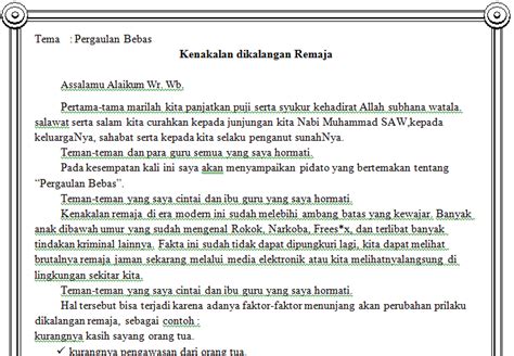 Contoh Pidato Tentang Pergaulan Bebas Di Kalangan Pelajar