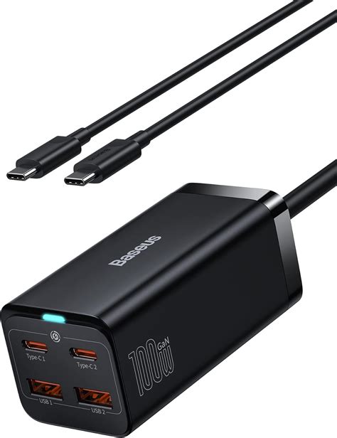 Baseus Ładowarka USB C 100 W PD GaN III 4 portowa szybka kompaktowa