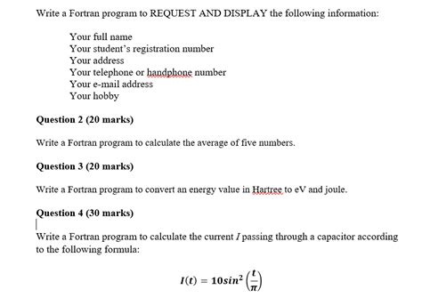 Solved Write A Fortran Program To Request And Display The Chegg