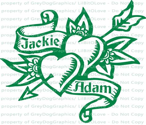 Double Tattoo Heart Custom Personalized Vinyl Decal Sticker Names ...