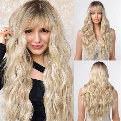 Amazon HAIRCUBE Long Blonde Wigs For Women Curly Synthetic Hair