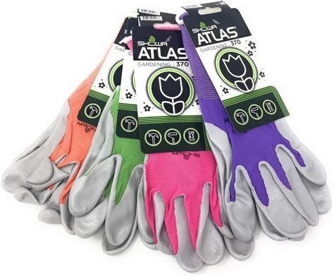 6 Pack Showa Atlas Nt370 Atlas Nitrile Garden Gloves Medium Assorted