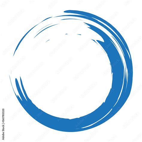 Grunge Circle Brush Stroke Isolated On White Background Blue Paint