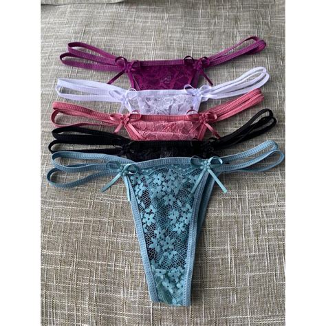 Kit Calcinha Tanga Sexy Fio Dental Renda Feminina Lindas Lingerie