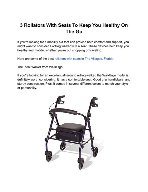 PPT 3 Rollators With Seats To Keep You Healthy On The Go PowerPoint