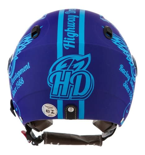 Capacete Para Moto Aberto Pro Tork New Atomic Highway Dreams Azul Fosco