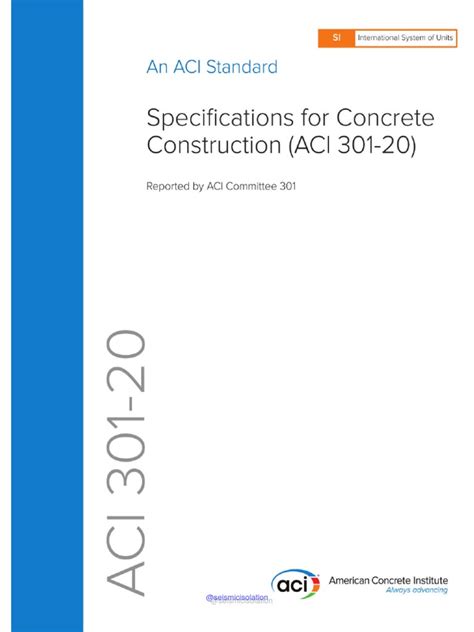 ACI 301M-20 Specifications For Concrete Construction 2020 | PDF