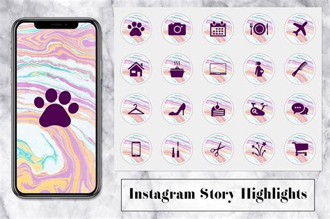 Suminagashi Instagram Story Icons By North Sea Studio Thehungryjpeg