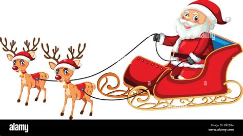 Santa Claus Riding Sleigh Illustration Stock Vector Image And Art Alamy