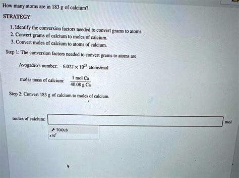 SOLVED How Many Atoms Are In 183 G Of Calcium STRATEGY Identify The