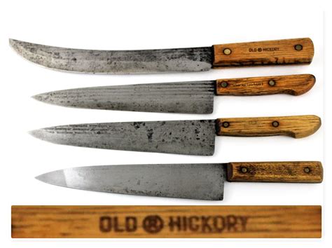 Vintage 1940s Set Of Four Old Hickory Chefs Knives Kitchen Knives