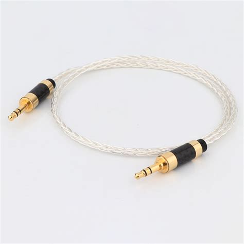 8 Cores Silver Plated 35mm To 35mm Stereo Male Upgrade Cable Hifi