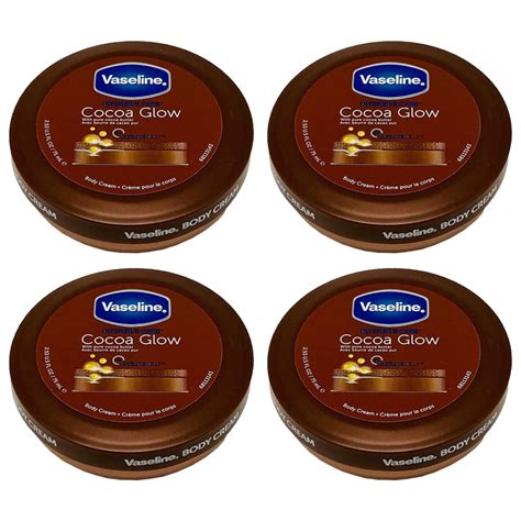 4 Pack Vaseline Cocoa Glow Cocoa Butter Body Cream Moisturizer For