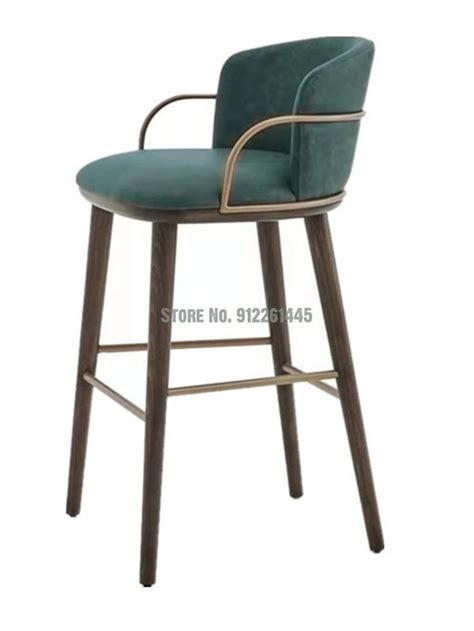 The Modern Bar Stool With Metal Frame And Green Velvet Upholstered Seat