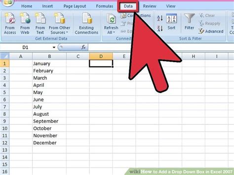 How To Add A Drop Down Box In Excel 2007 11 Steps With Pictures