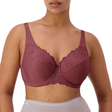 Triumph Womens Embroidered Minimiser Bra Maroon Size 14dd Big W